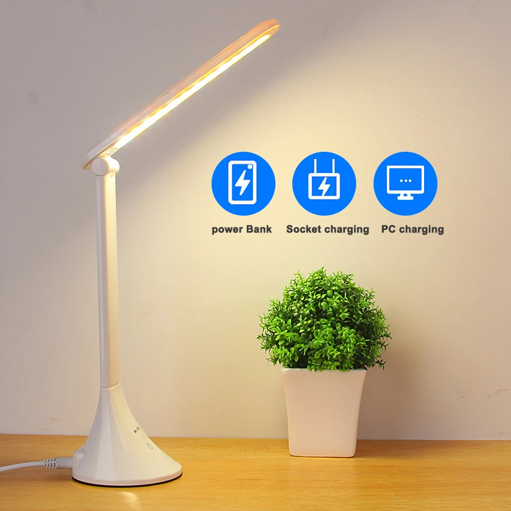 LED Adjustable Table Desk Light Touching 3 Level Dimmable USB Folding Lamp Eye | Лампы и освещение