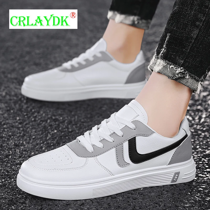 

CRLAYDK Men Leather Casual Teenagers Shoes Breathable Sports Outdoor Sneakers Soft Running Students Flats Sapatos Femininos