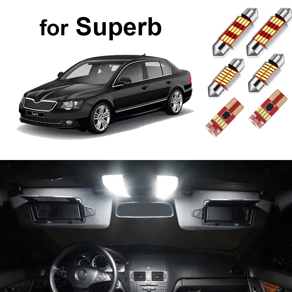 

Canbus Car Led Interior Light Kit For Skoda Superb 1 2 3 MK1 MK2 MK3 Sedan Estate 2001-2018 Led Bulb Dome Map Indoor