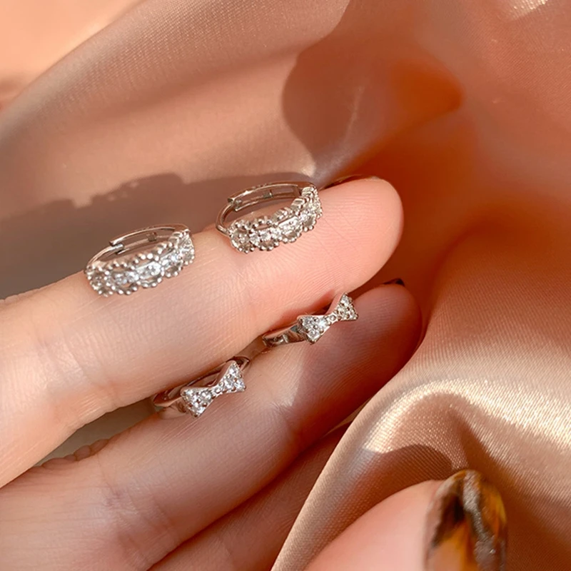 

Серьги-Обручи женские из ежедневные серьги серебра 925 пробы с фианитами
