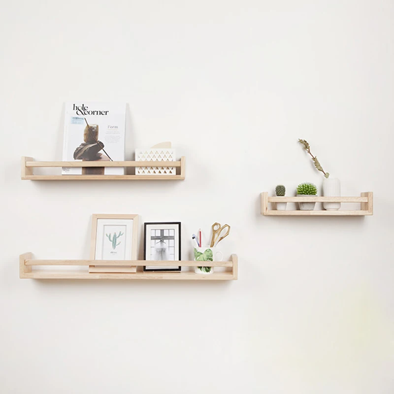 Простая полка из массива дерева настенная для гостиной держатель хранения