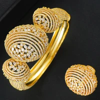 luxury trendy luxury disco ball stackable jewelry set for women wedding aaa cubic zircon dubai bracelet party bangle rings
