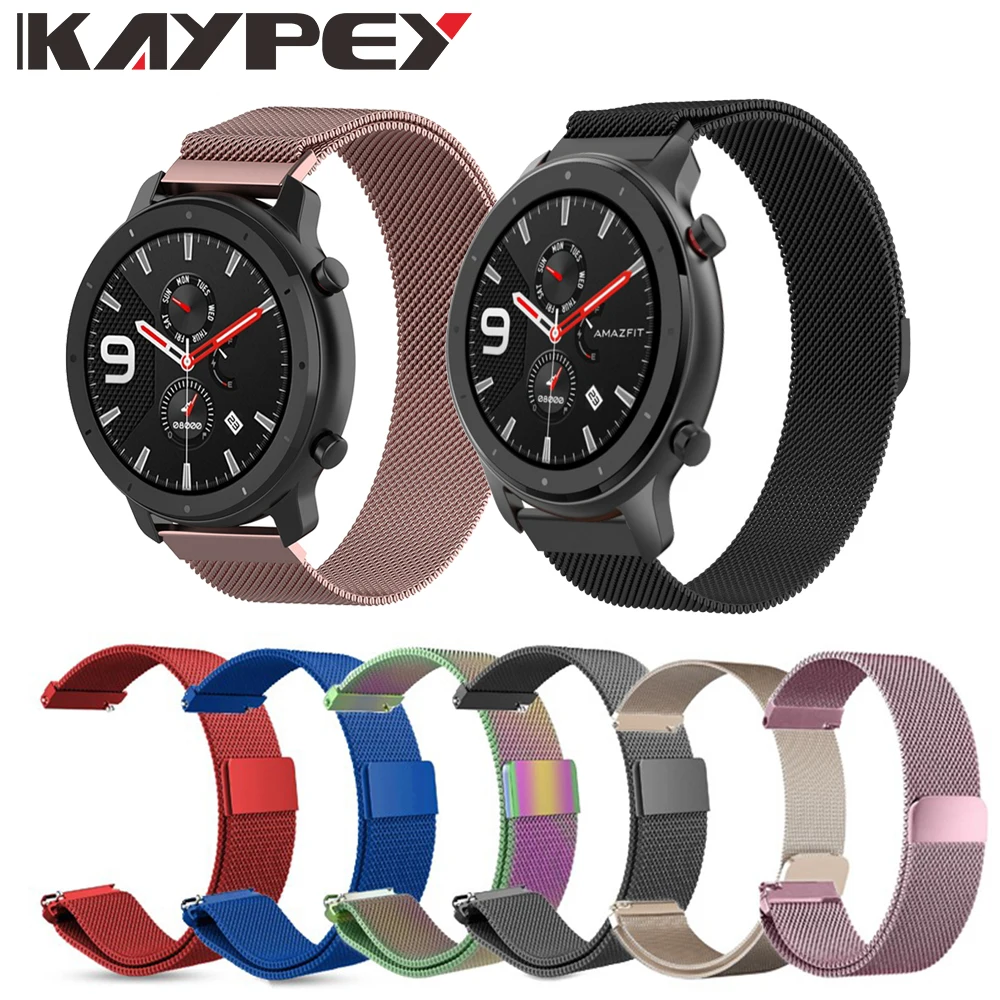 Миланский ремешок из нержавеющей стали для Xiaomi Amazfit GTR 42 мм 47 мм металлические умные часы ремешок для Huami Amazfit Bip PACE
