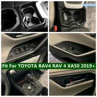 interior door bowl window lift button cup holder gearbox cover trim carbon fiber for toyota rav4 rav 4 xa50 2019 2022