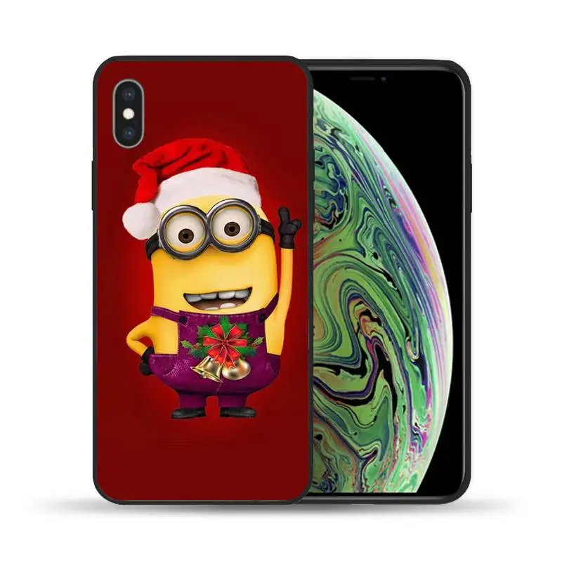 

Cute Cartoon Miniones Phone Case For iphone 7 8 plus x xr xs 11 12 mini pro max Black Soft nax fundas cover