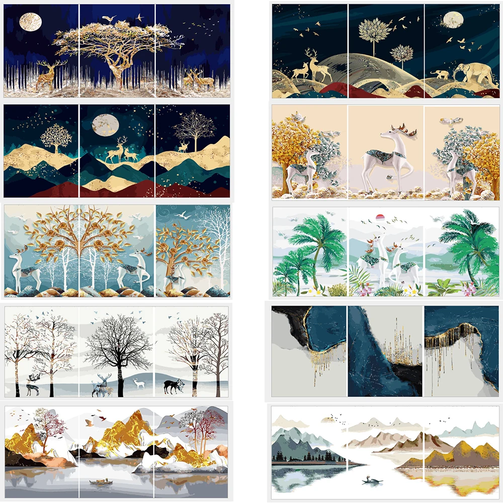 3 шт. абстрактная краска для рисования по номерам акриловая на холсте рисование