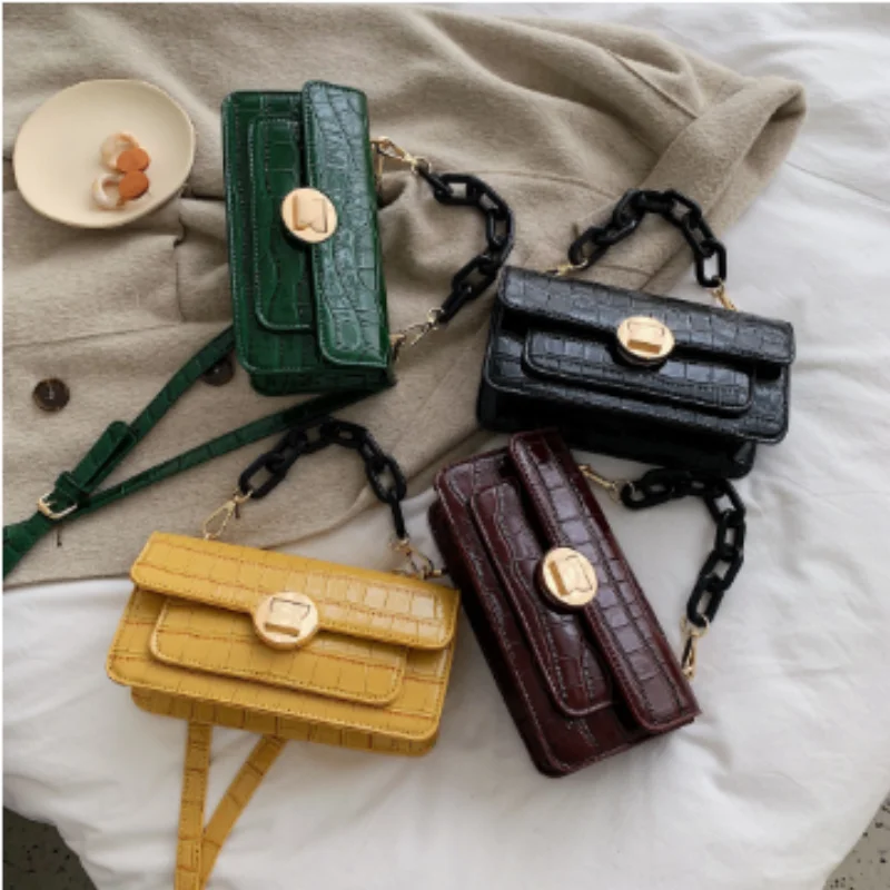 

Chain Designer Stone Pattern PU Leather Crossbody Bags For Women 2020 Luxury Quality Shoulder Messenger Bag Handbags and Purses