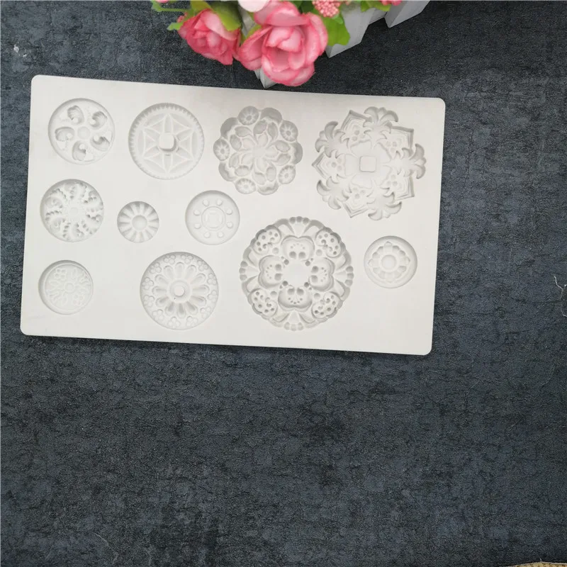 Круглая Форма Кружева Силиконовые Формы 3D Для Украшения Торта Шоколадная