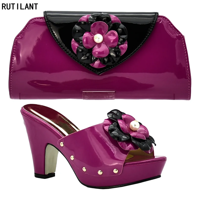 Latest African Wedding Italian Shoe and Bag Sets Nigeria Shoes Bags Set Decorated with Rhinestone Party | Обувь