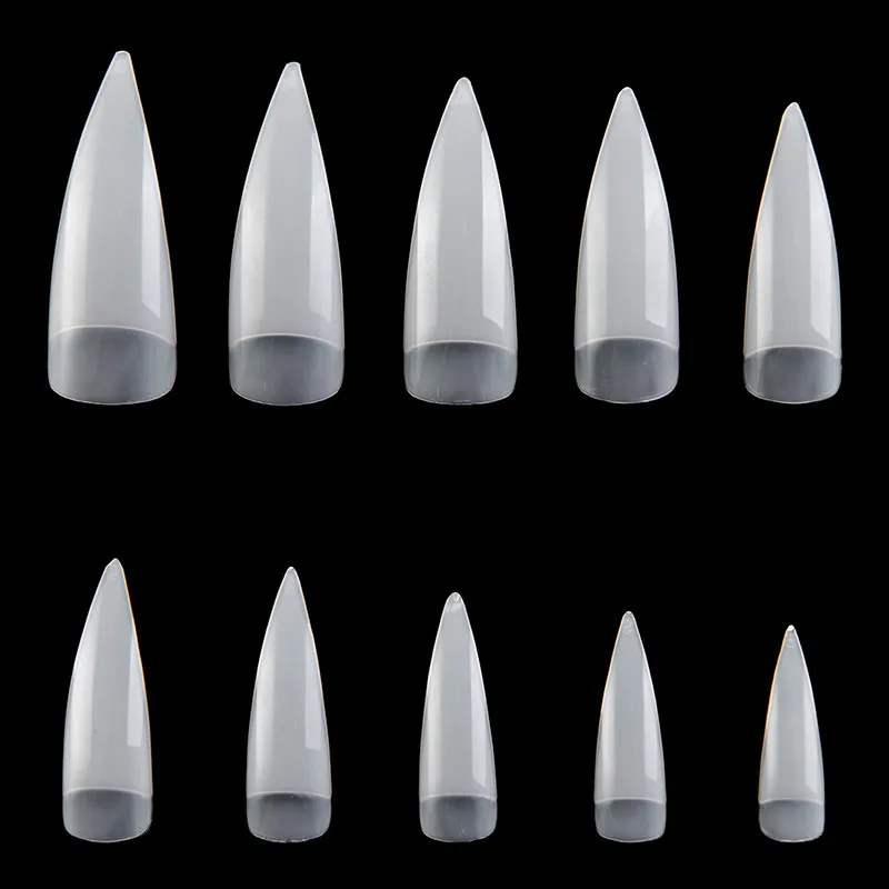 100 шт./корт. Накладные ногти белые натуральные наполовину покрытые акриловые