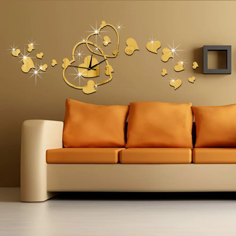 Креативные 3d настенные часы для гостиной зеркальные сделай сам винтажный