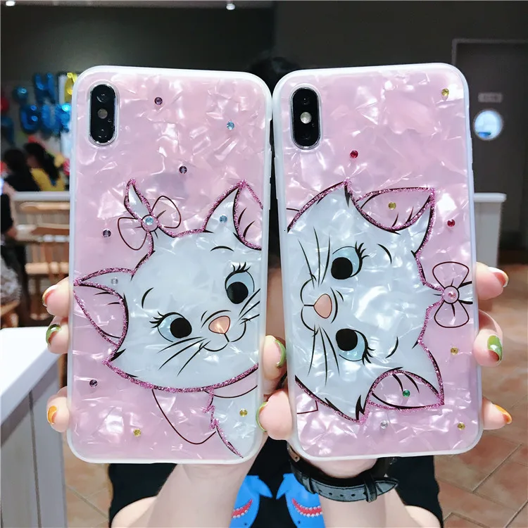 Мягкий чехол для телефона с блестками и бриллиантами Marie Cat для iphone6, 6s, 7, 8 plus, X, XR, XS, MAX, милый чехол с рисунком для девочек, высококачественный чехол