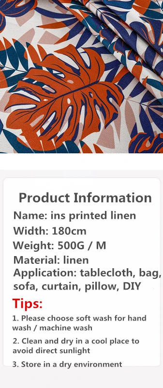 100cm*180cm/Piece Cotton And Linen Plant Printing Fabric Cloth Sofa Tablecloth Curtain Bag DIY Handmade Material | Аксессуары для