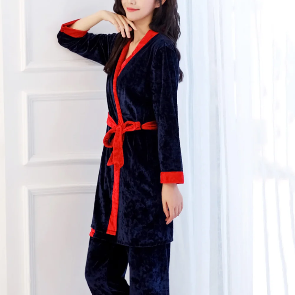 Женская пижама золотые бархатные зимние пижамы для женщин 2019 Осень Зима теплые