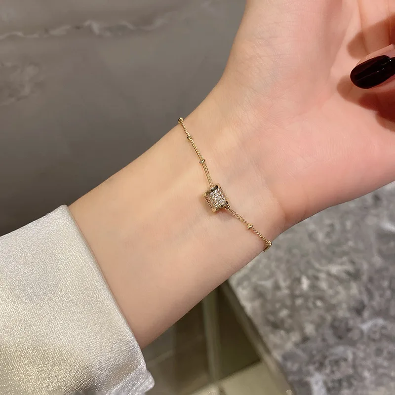 Роскошные браслеты для женщин цепочка и звеньевые модный золотистый браслет с