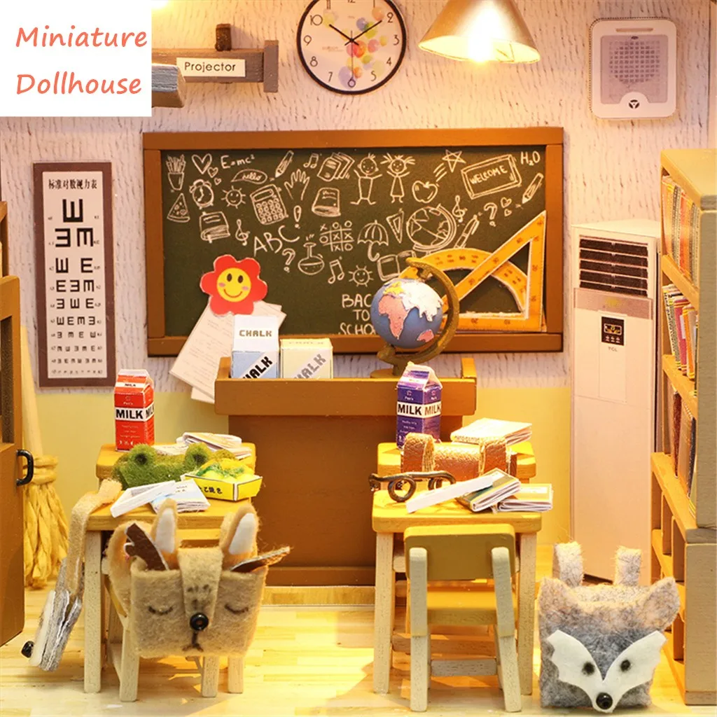 3D Деревянный миниатюрный кукольный домик сделай сам украшение для класса
