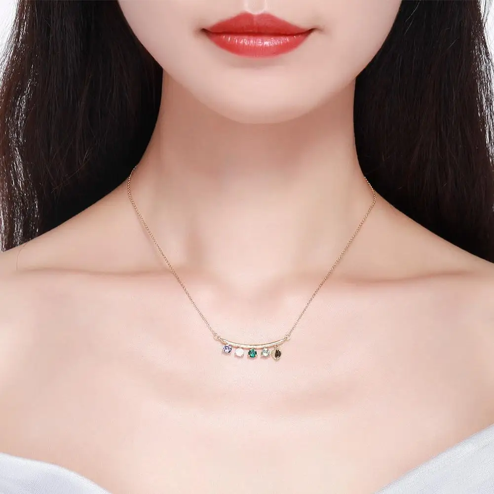 

ZEMIOR Chokers Necklace For Women Sterling Silver 925 Jewelry Colorful Dazzling Austria Crystal & Cute Heart Gold Color Necklace