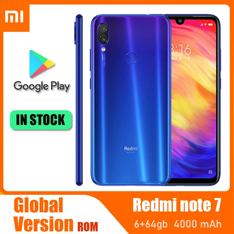 

Xiaomi Redmi Note 7 Smartphone 6G 64G Original Android Mobile Phone 48.0MP+5.0MP Rear Camera Cellphone Snapdragon 660AIE