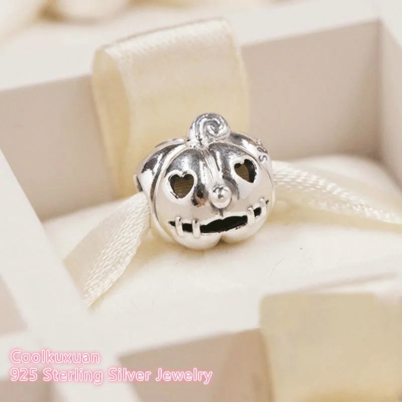 Осень 100% Стерлинговое Серебро 925 пробы Милая Тыква Шарм-бусина подходит для