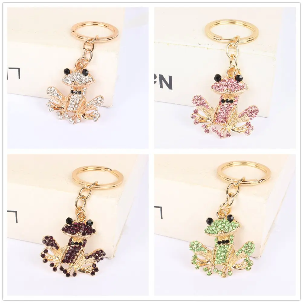

Mixed Color Frog Pendant Charm Rhinestone Crystal Keyring Key Chain for Handbag Purse Accessories Wedding Party Gift
