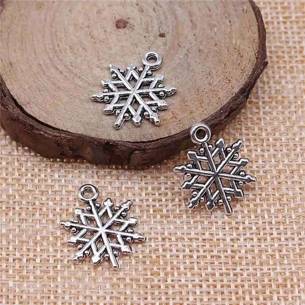 

Earring Charms For Jewelry Making 40pcs Snowflake Charms 20x16mm Antique Silver Plated