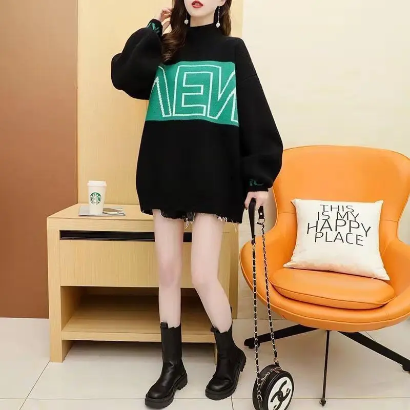 

2020 thickened turtleneck women's autumn and winter new Korean style loose fashion languid style top versatile bottom coat