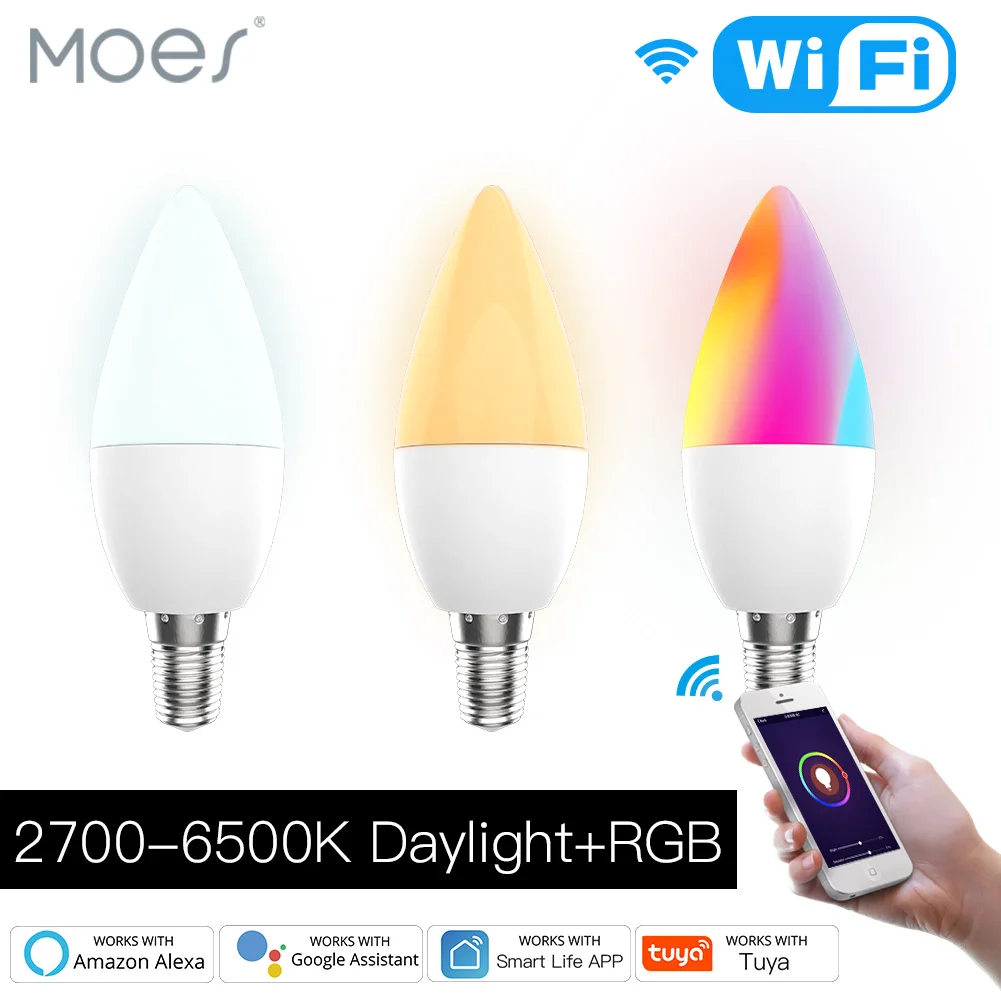 Умная Светодиодная лампа с Wi Fi RGB 2700 6500K C + W 4 5 регулируемой яркостью умная жизнь