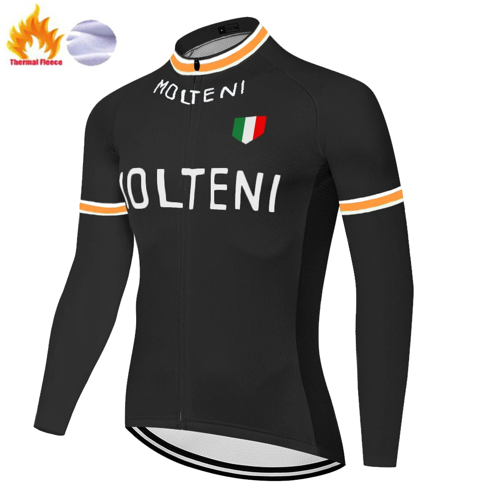 2020 команда MOLTENI Мужская велосипедная Джерси с длинным рукавом Зимняя Теплая