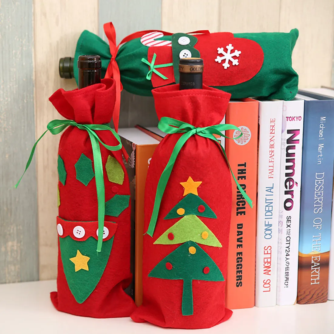 

2021 Рождественский чехол для винной бутылки, Рождественский Декор, праздничный чехол для бутылки Санта-Клауса, шампанского, рождественские ...