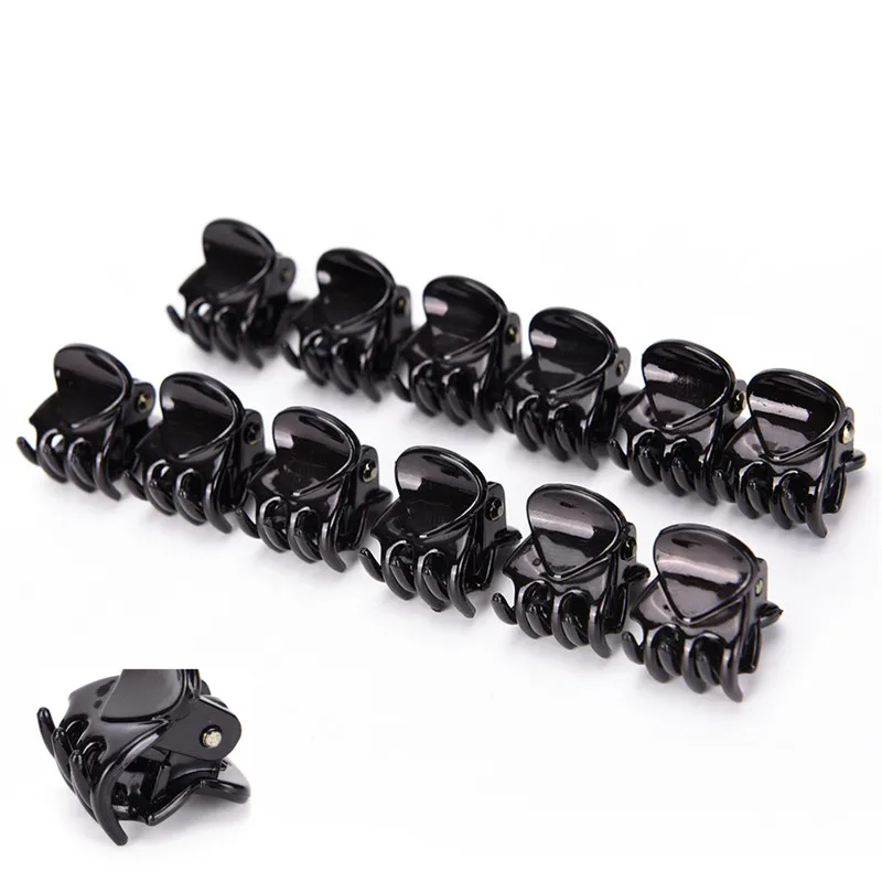 

Модная черная пластиковая мини заколка для волос 12 шт./компл., зажим для волос для женщин и девочек, 6 когтей