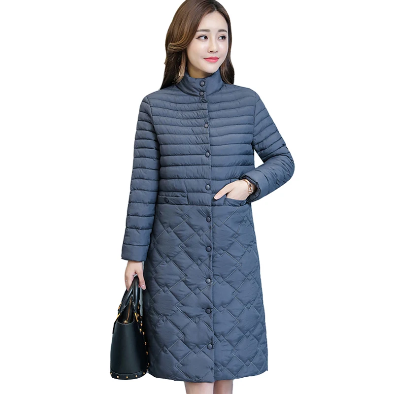 2022 Women Winter Warm Coat Slim Plus Size 5XL Single Breasted Cotton Padded Jacket Female Medium-long jaqueta feminina QQ041