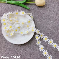 2 5cm wide pastoral cotton embroidered daisy ribbon dress lace applique collar neckline trim diy wedding headwear sewing decor