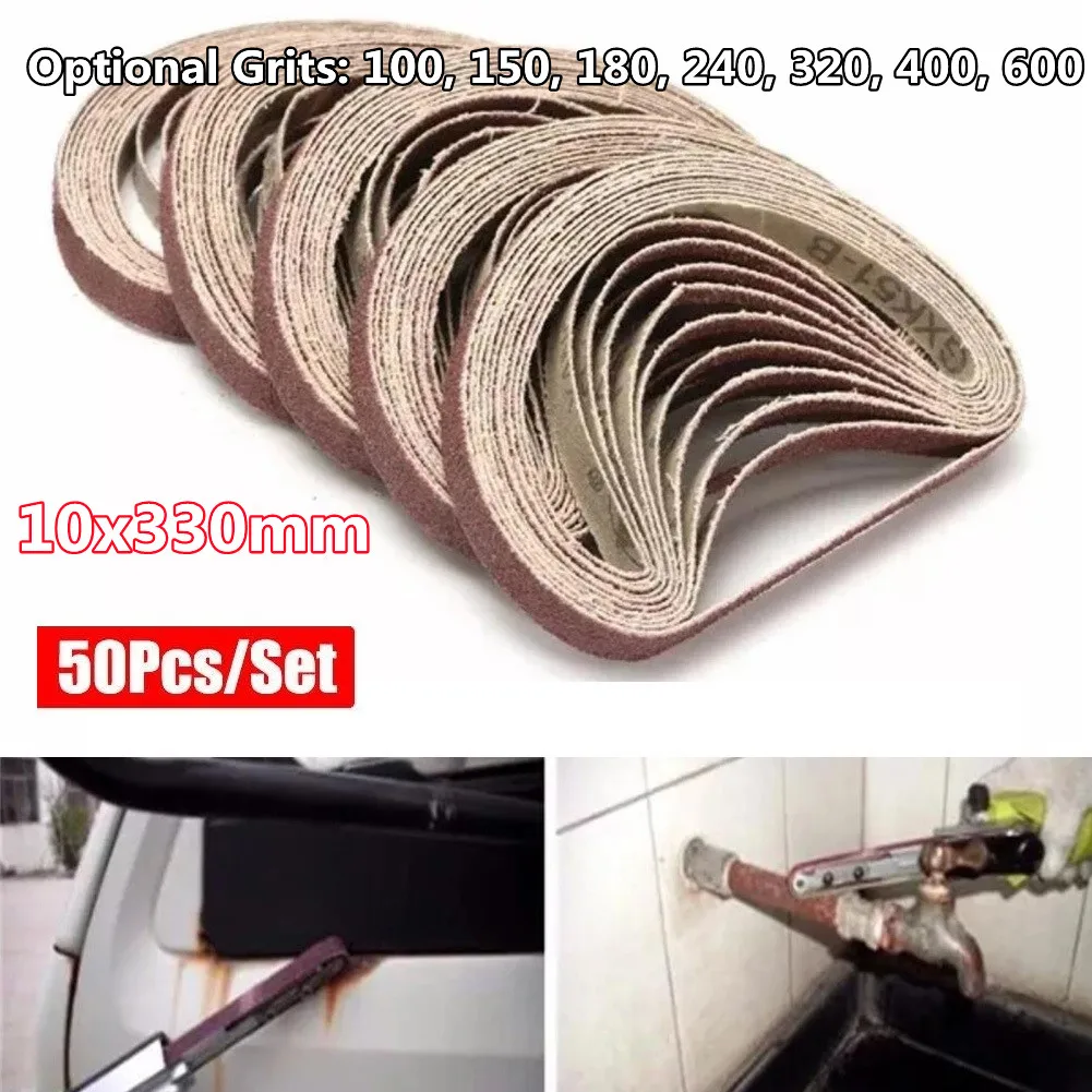 

Шлифовальные ленты, 50 шт., 10x330 мм, 100/150/180/240/320/400/600 Grits, абразивные ленты для дерева, мебели, металла, шлифования и полировки