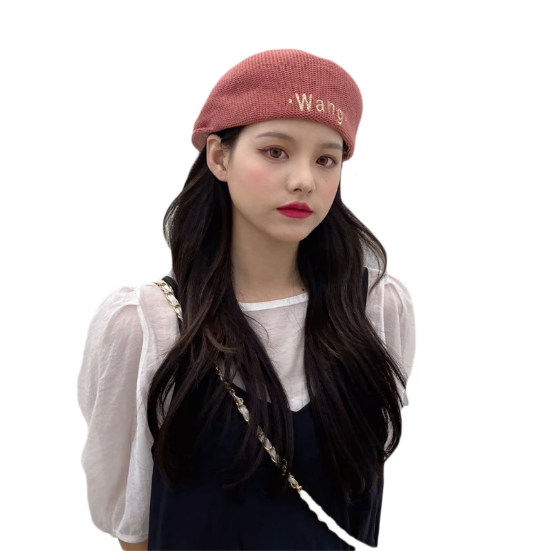 

Женская винтажная Кепка, плоский берет, с вышитым буквенным козырьком, кепка газетчика, 50JB