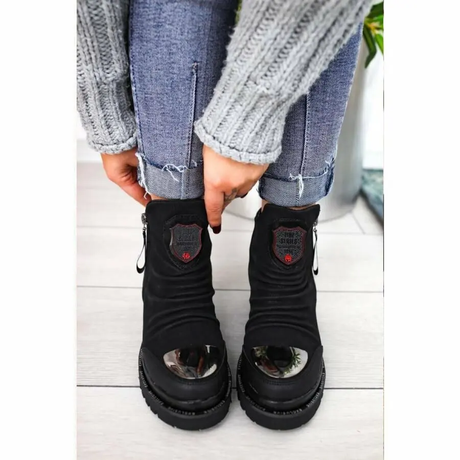 

Women Boots Limoya Collins Black Platinum And Zipper Detail Boots