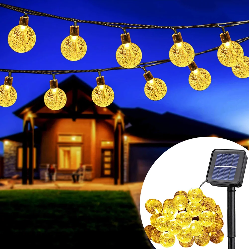 

7M 50Leds Warm White Solar Bubble String Light For Holiday Patio Party Yard Room Decoration