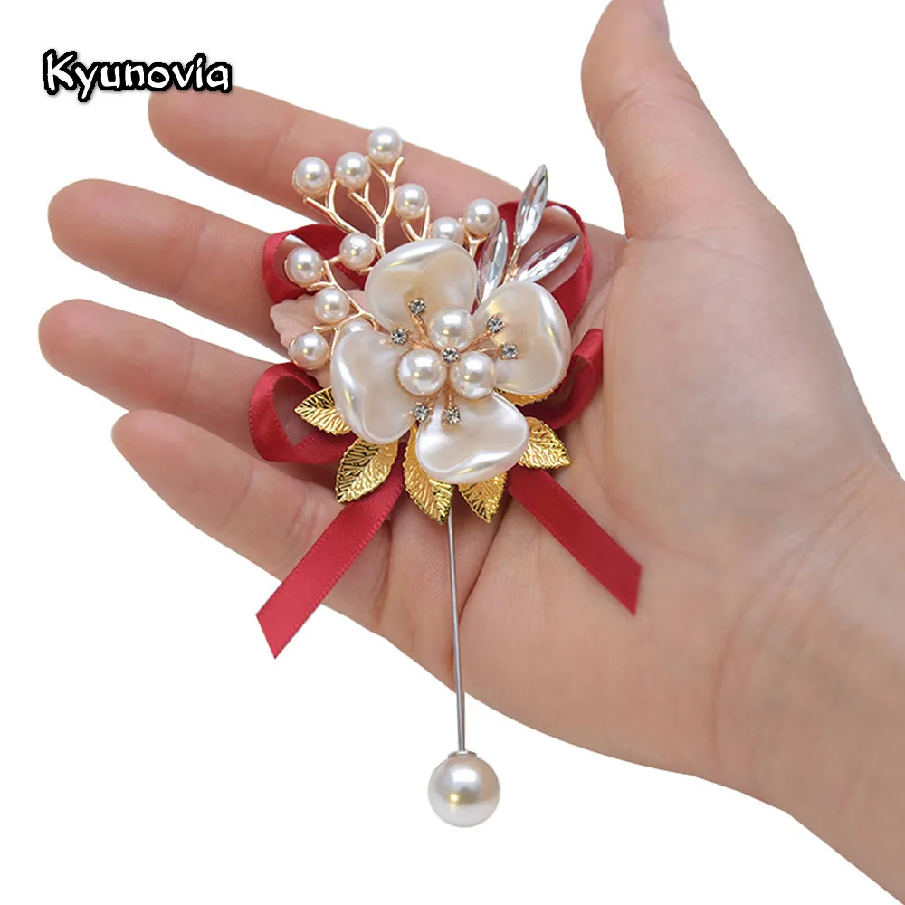 

Imitation shells Boutonniere Bridegroom Groom Men's Boutonniere Bracelet Boutineer with Pin for Wedding Prom Homecoming BY69