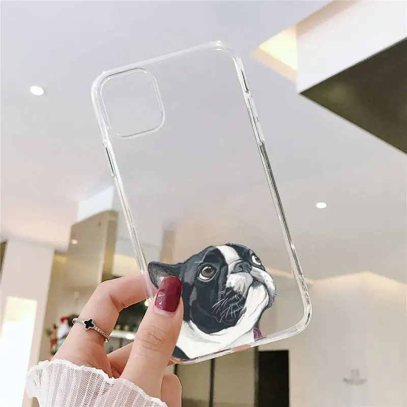 

Dog French Bulldog fashion Phone Cases Transparent for iPhone 6 7 8 11 12 s mini pro X XS XR MAX Plus SE cover funda shell