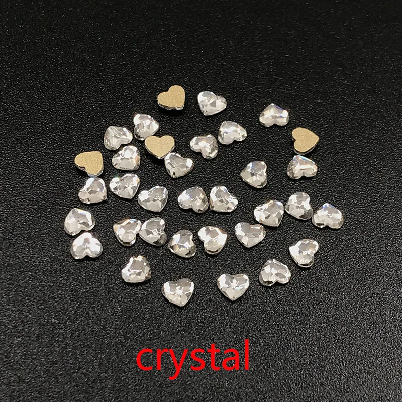 30/100 шт. стеклянные блестящие камни в форме сердца 3 мм