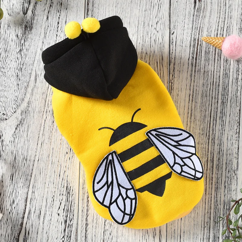 Осень и зима 2019 новая теплая одежда для собак в форме пчелы желтого цвета Одежда