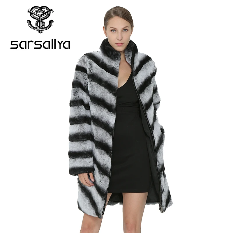 SARSALLYAWinter Для женщин Рекс Пальто из заячьего меха реальный натуральный мех пальто