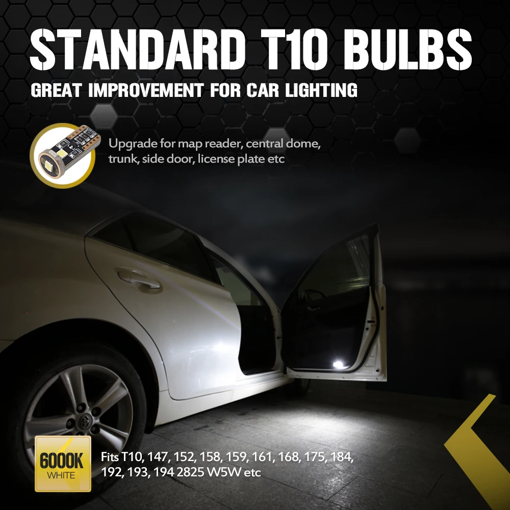 Суперъяркие Автомобильные светодиодные светильник пы MICTUNING белые лампы 2 шт. T15 921