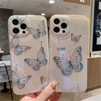 net red butterfly flash drilling cover for iphone 13 pro max phone case shockproof bumper soft back cover protection phone case