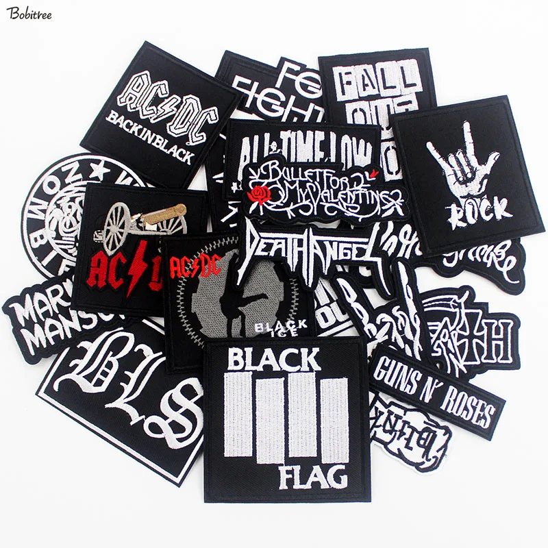 20 pcs a set Mucis Rock Band Patch iron on Embroidered Badges for Clothing jacket DIY Stripes Stickers Sewing Supplies