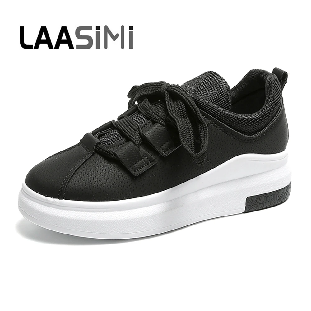 LAASIMI Женская Осенняя обувь из вулканизированной кожи повседневные женские