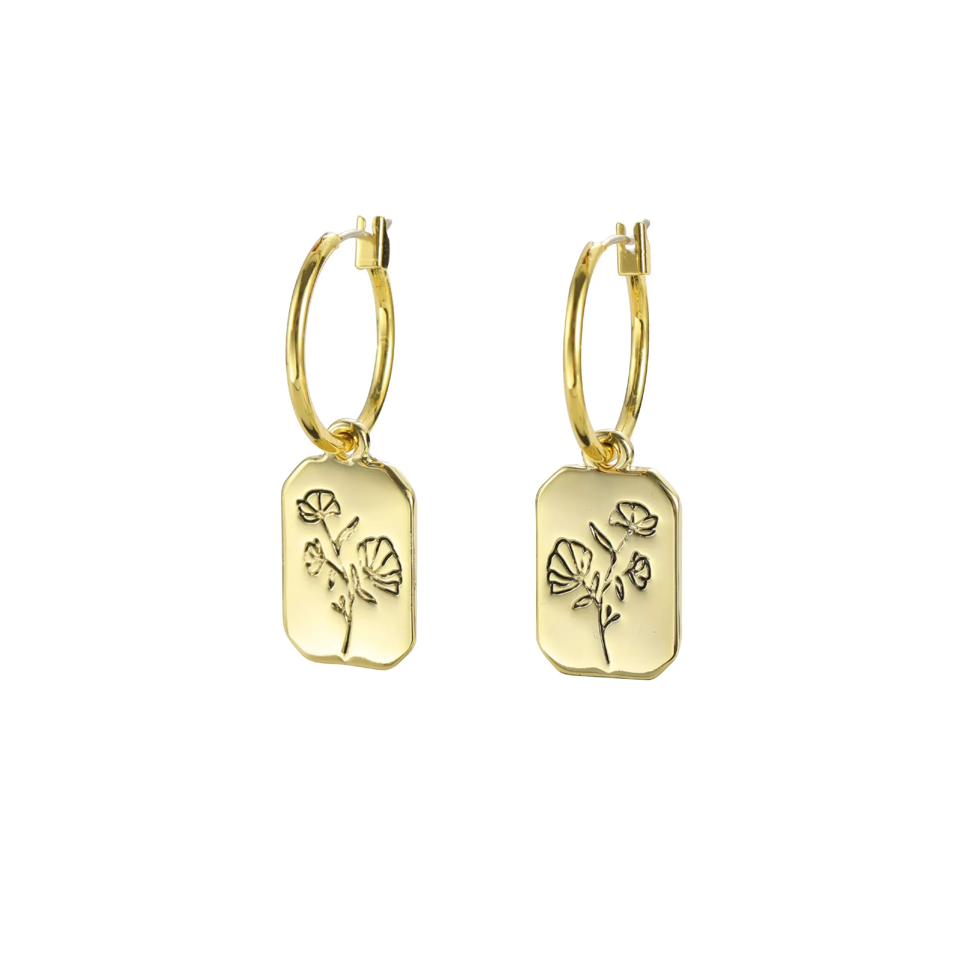 

Mystic Geometric Pendent Earring Magic Maker Lucky Flower Dangle Drop Earrings copper plated 18K Gold hoop Earring women