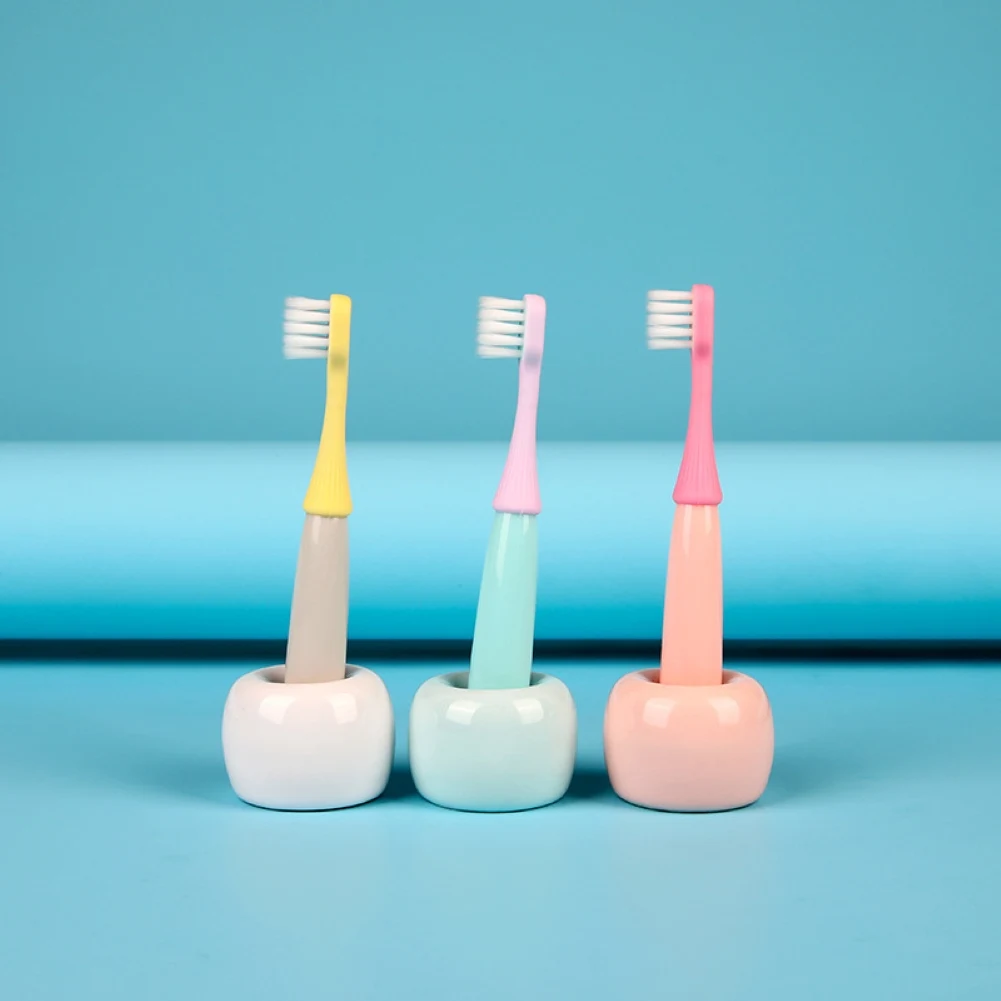Cepillos de dientes suaves con forma de seta para ni&ntilde;os, suministros de limpieza Dental, cuidado bucal, 3 piezas-2