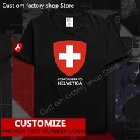 swiss confederation switzerland flag %e2%80%8bt shirt free custom fans diy name number logo cotton t shirt men women loose casual tees
