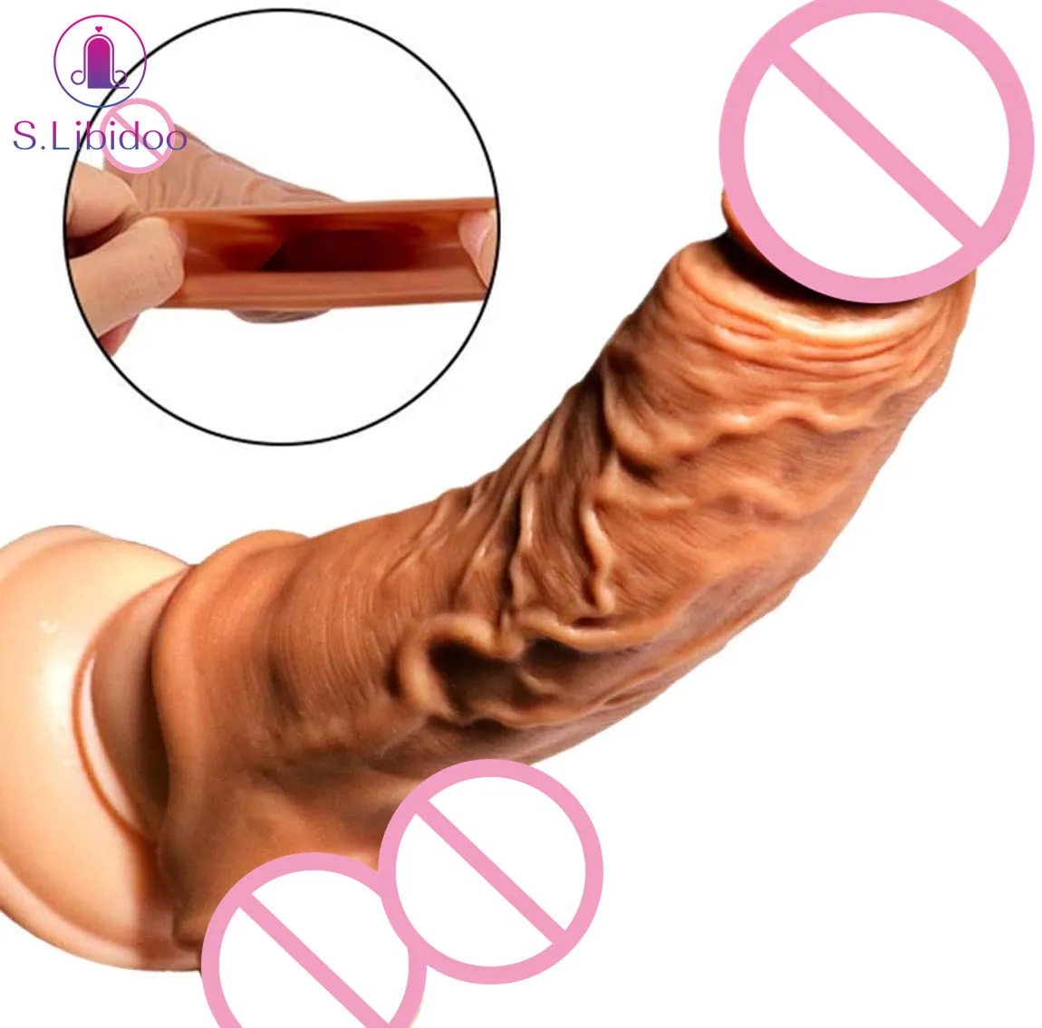 Женский удлинитель реалистичный презерватив для пениса силиконовый