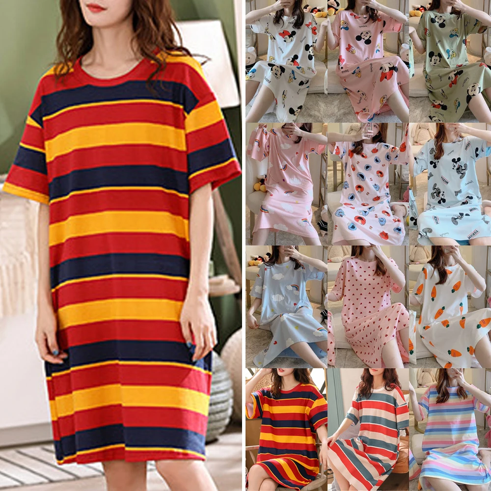 

Pajamas Women Short Sleeve Nightdress Loose Plus Size
